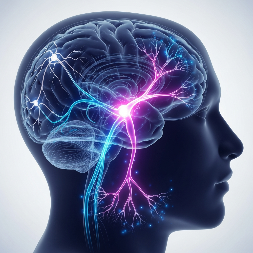 An abstract scientific illustration depicting the human brain's active learning process. Stylized neural networks are shown within a translucent brain outline. Initially, some connections are faint, representing new or weak knowledge. As if active recall is occurring, these pathways become visibly stronger, thicker, and glow with vibrant energy, branching out to form more robust, interconnected networks, symbolizing deep retention and strengthened memory. Style: Dynamic, futuristic infographic style with glowing lines and a deep blue/purple color scheme against a lighter background.